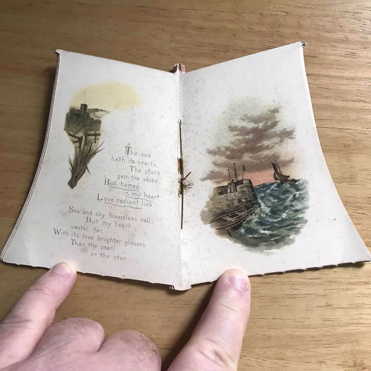 1855 Pearls Of The Ocean(Sail shaped poetry very rare) Raphael Tuck - Honeyburn Books (UK)