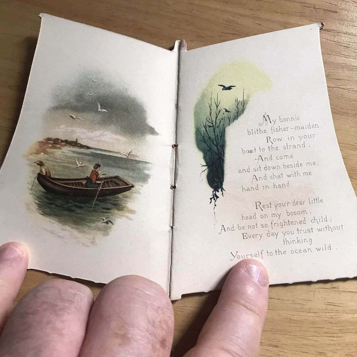 1855 Pearls Of The Ocean(Sail shaped poetry very rare) Raphael Tuck - Honeyburn Books (UK)
