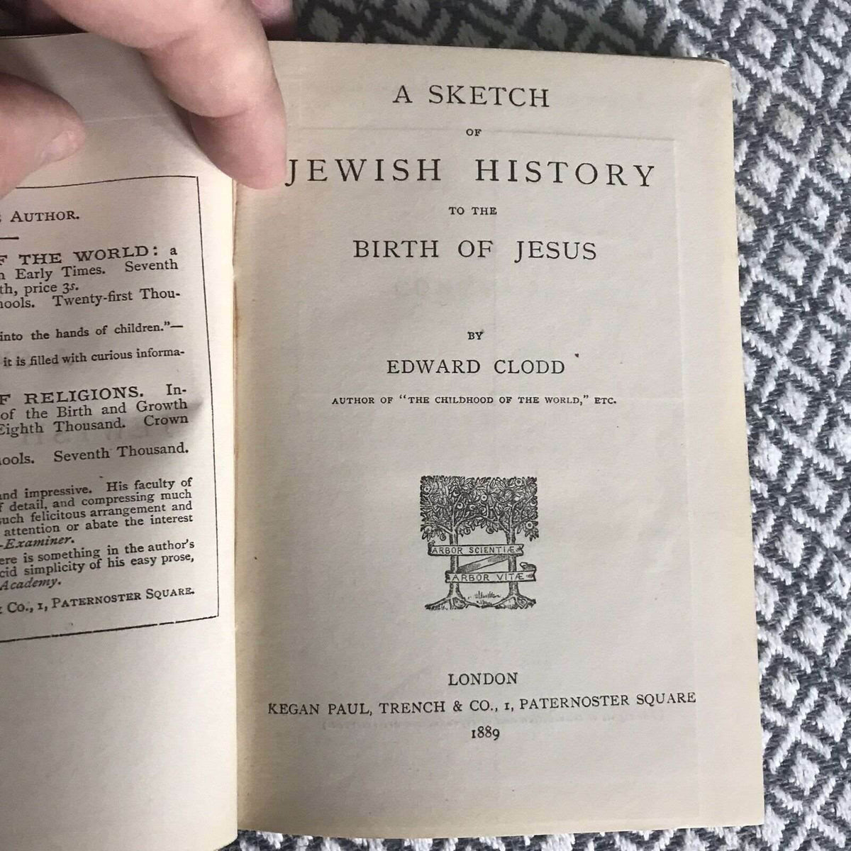 1889 A Sketch Of Jewish History To The Birth Of Jesus Christ - Edward Clodd - Honeyburn Books (UK)