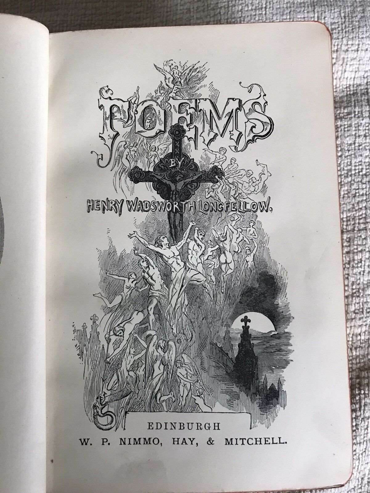 1891 Poems Of Longfellow - W. P. Nimmo, Hay & Mitchell Edinburgh Pub (leather) - Honeyburn Books (UK)