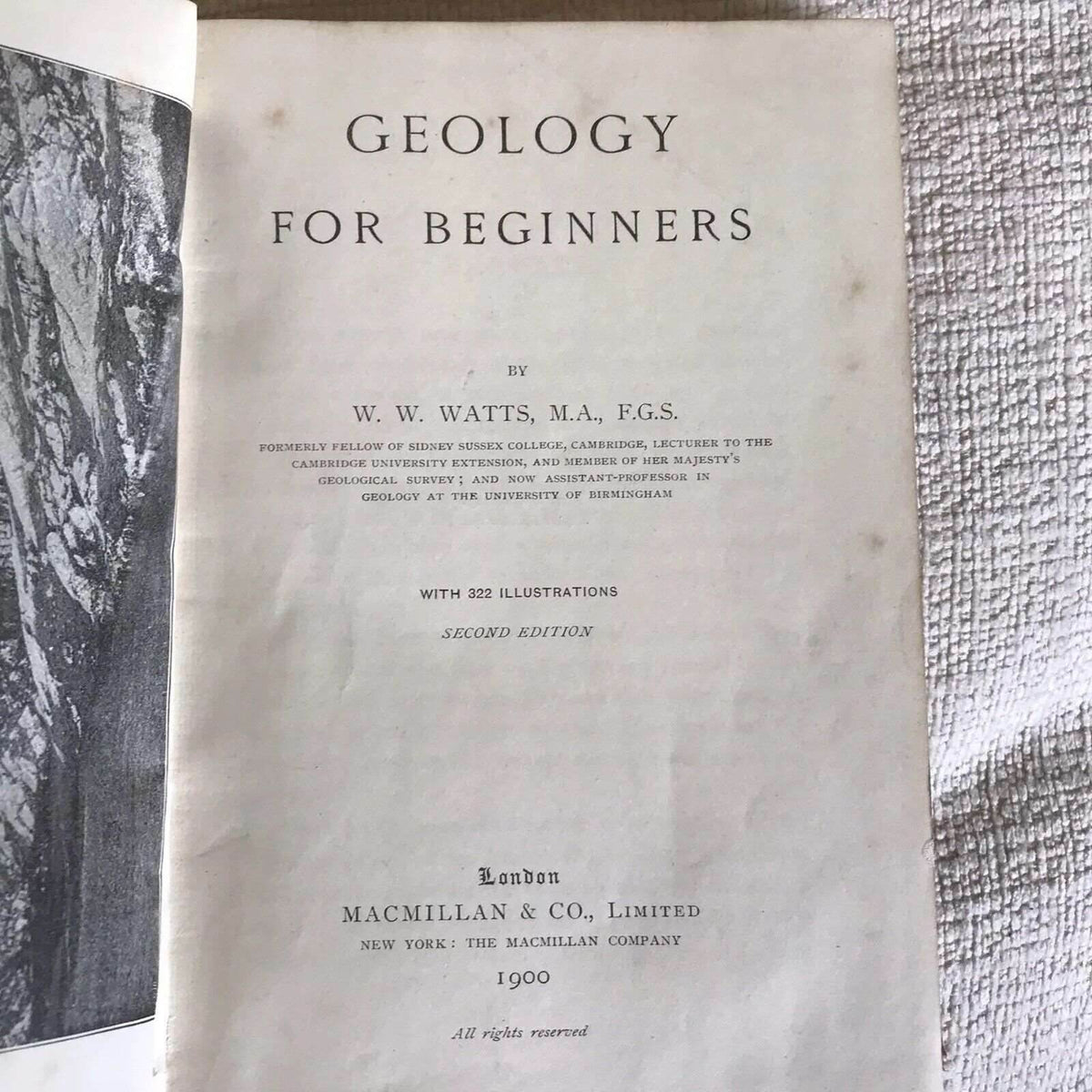 1900 Geology For Beginners - W. W. Watts (MacMillan) 322 Illustration - Honeyburn Books (UK)