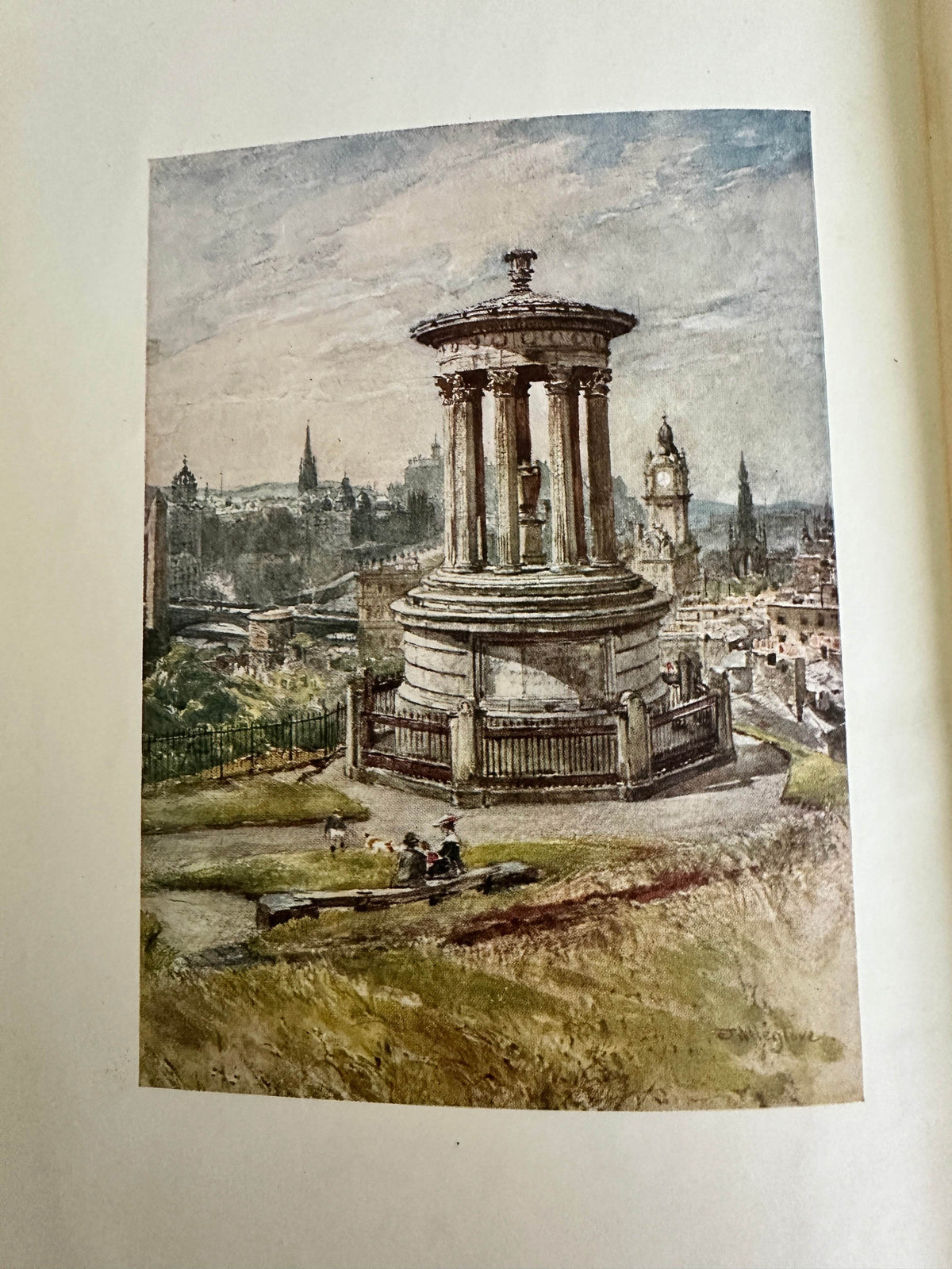 1912 Edinburgh book Rosaline Masson featuring a color illustration of a historic monument in the city
