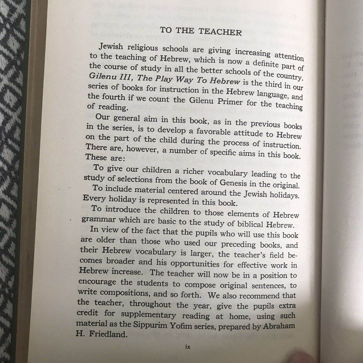 1938 Gilenu The Play Way To Hebrew - Gamoran & Friedland(Union Of American Hebre - Honeyburn Books (UK)
