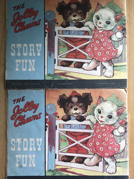 1943 Jolly Chums Story Fun - James & Jonathan Alderman Book (Two Copies) - Honeyburn Books (UK)