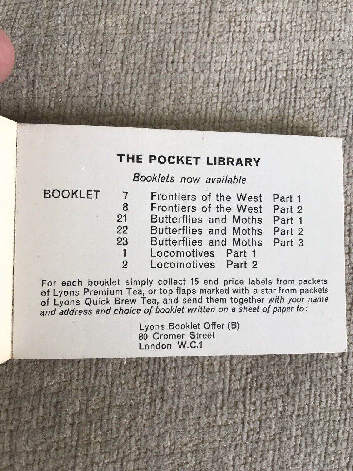 1950’s Butterflies Part 3 (Lyons Pocket Library)Maxwell Knight OBE - Honeyburn Books (UK)