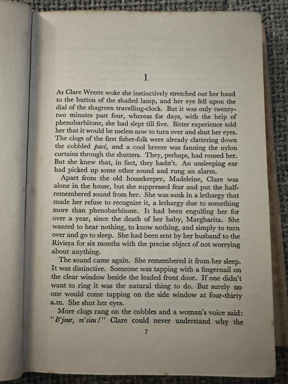 1953 A Thousand Witnesses first edition book open to the first chapter with descriptive text