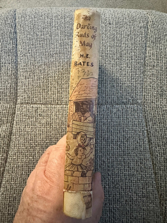 1958 The Darling Buds of May first edition book spine featuring H.E. Bates illustration