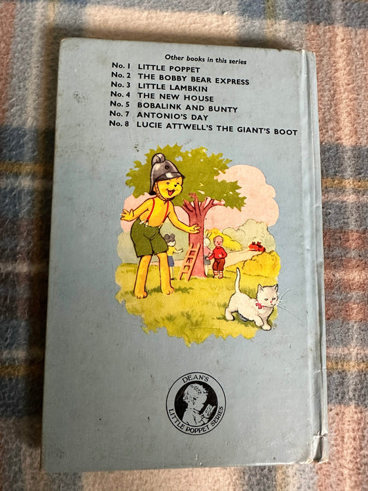 Cover of 1959 Bobby Bear The Fireman book featuring colorful illustrations of children and animals