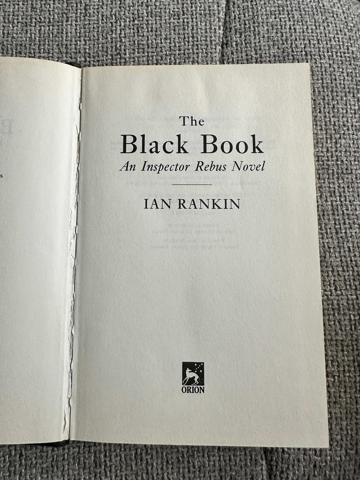 1993 The Black Book Orion hardcover edition by Ian Rankin featuring a classic detective story
