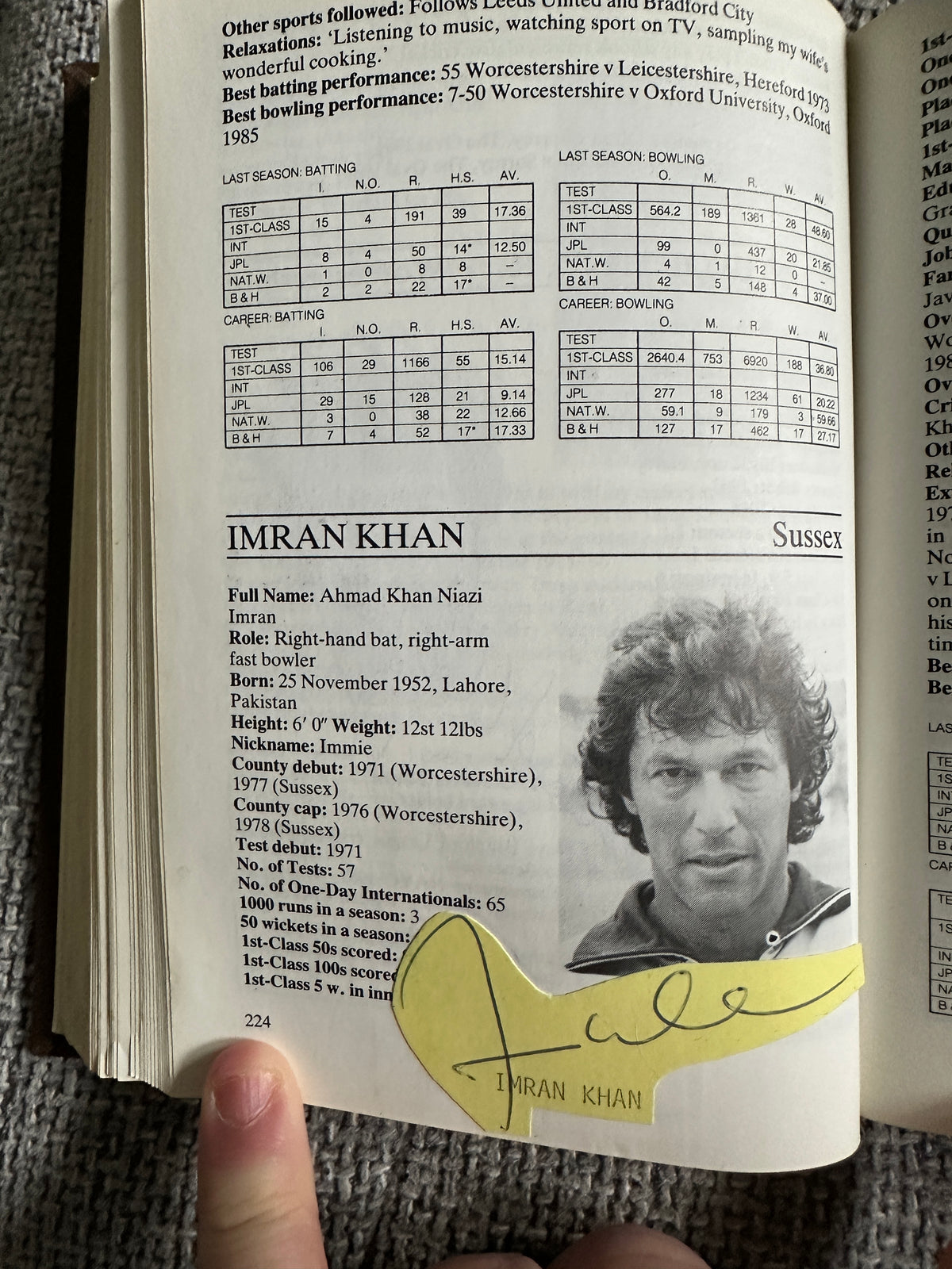 1987 Cricketers Who’s Who 100’s of signatures (Botham, Lamb, Border, Imran Khan, Kallicharan etc) fantastic collection - Honeyburn Books (UK)