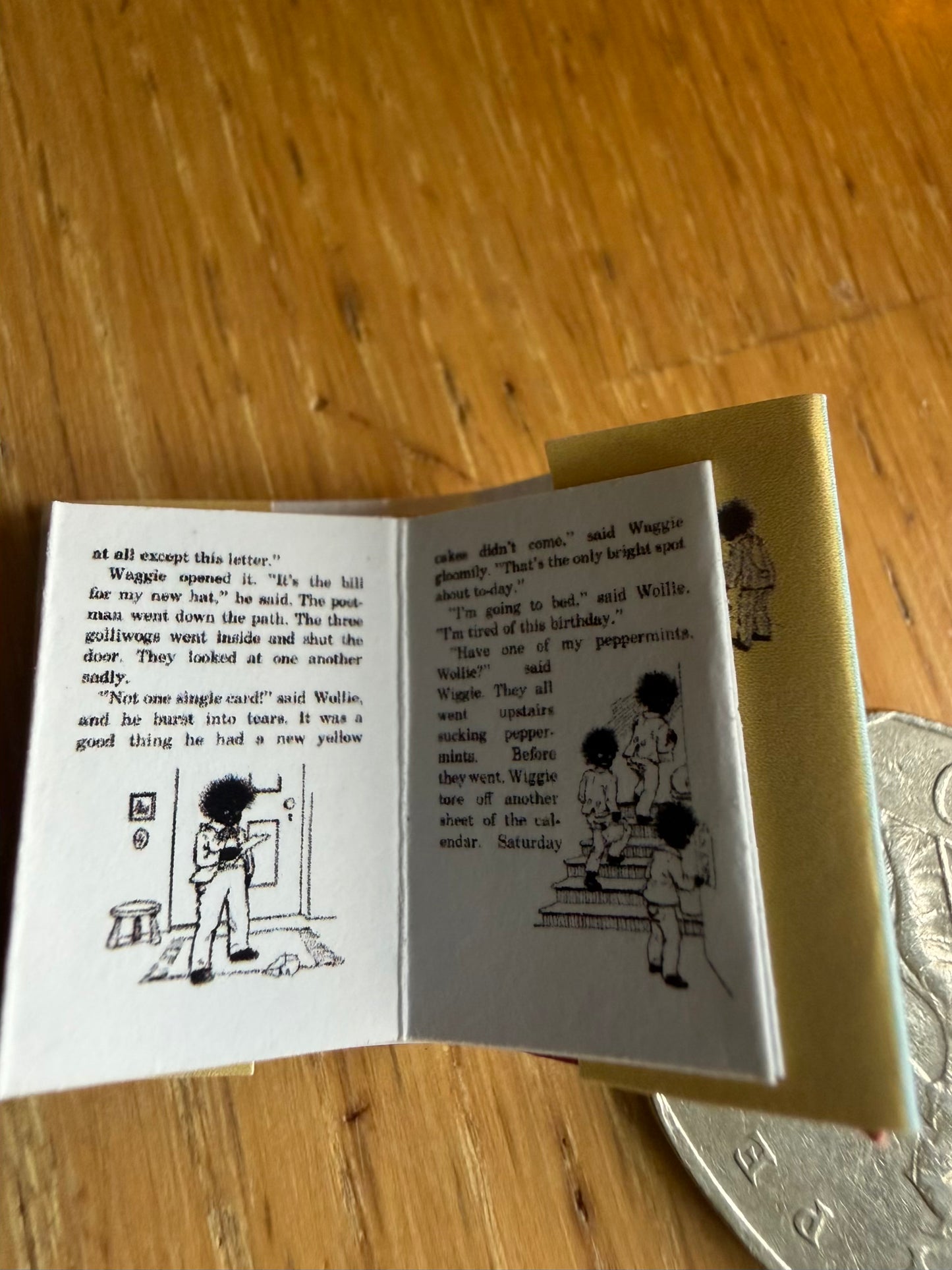 The Three Golliwogs 1:12 scale 2x3 opening pages, detachable dust jacket. Not full books not suitable for children