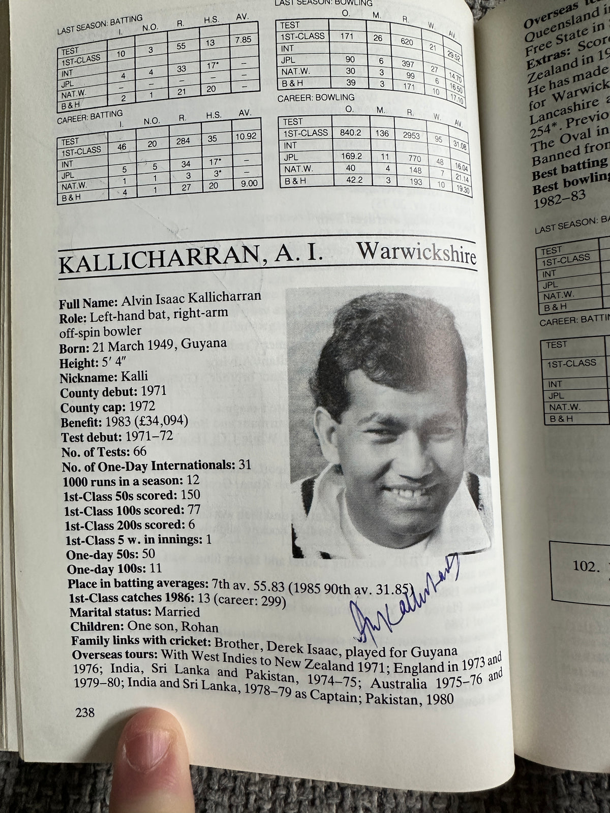 1987 Cricketers Who’s Who 100’s of signatures (Botham, Lamb, Border, Imran Khan, Kallicharan etc) fantastic collection - Honeyburn Books (UK)