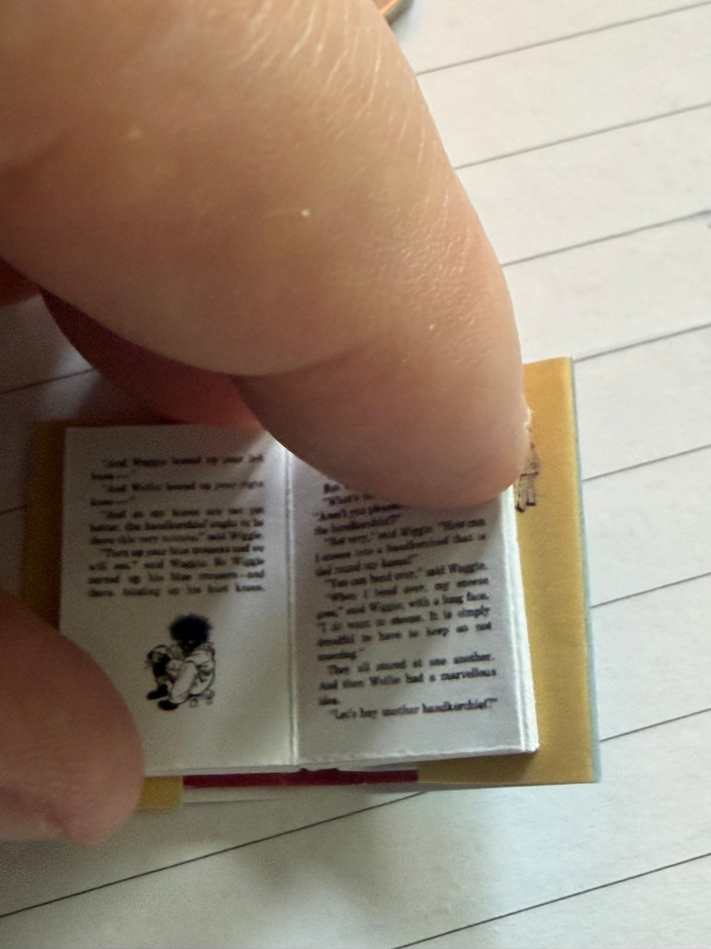 The Three Golliwogs 1:12 scale 2x3 opening pages, detachable dust jacket. Not full books not suitable for children