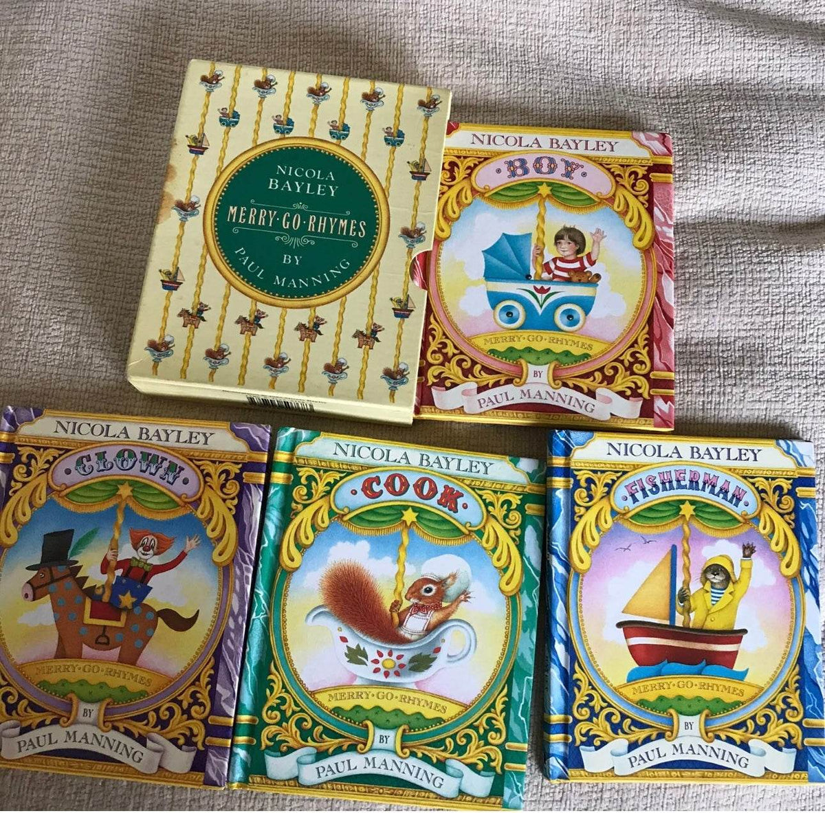 RARE 1987*1st* Merry Go Rhymes Boxset - Paul Manning(Nicola Bayley Illust)Walker - Honeyburn Books (UK)