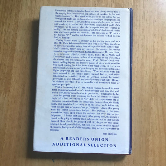 1957 The Outsider - Colin Wilson(Readers Union) - Honeyburn Books (UK)