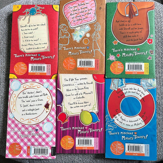 2006 Full Set 6x Malory Towers Books - Enid Blyton (Nicola Slater cover illustration) Egmont - Honeyburn Books (UK)