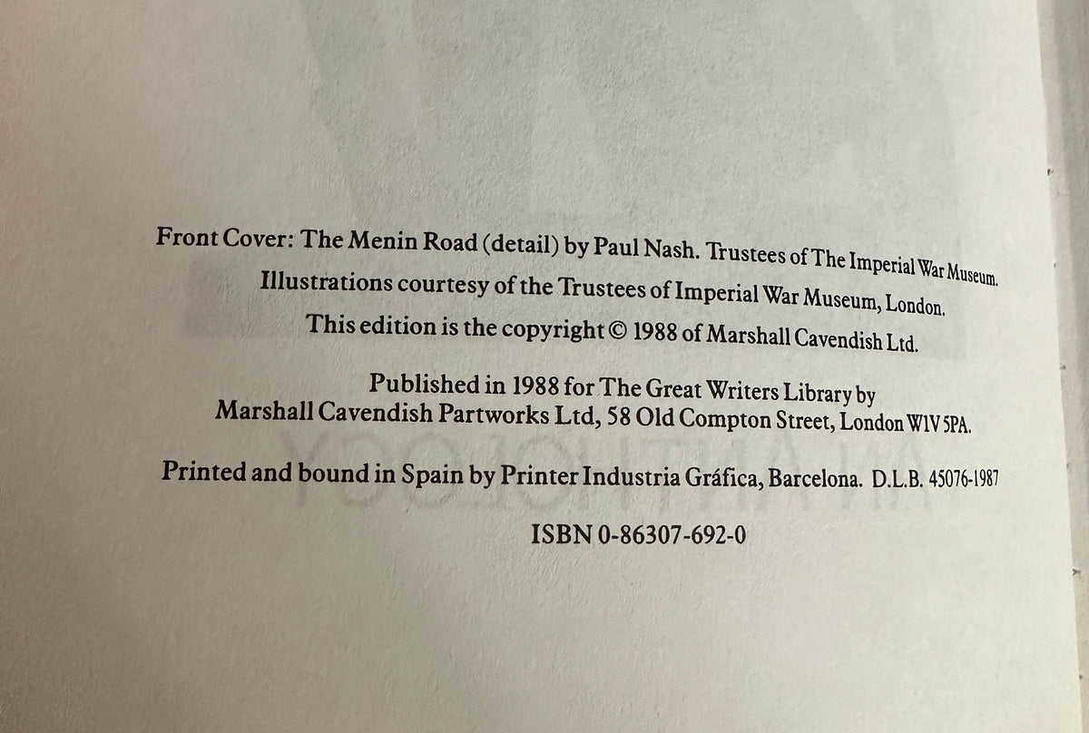1988 The War Poets An Anthology - Marshall Cavendish Publisher - Honeyburn Books (UK)