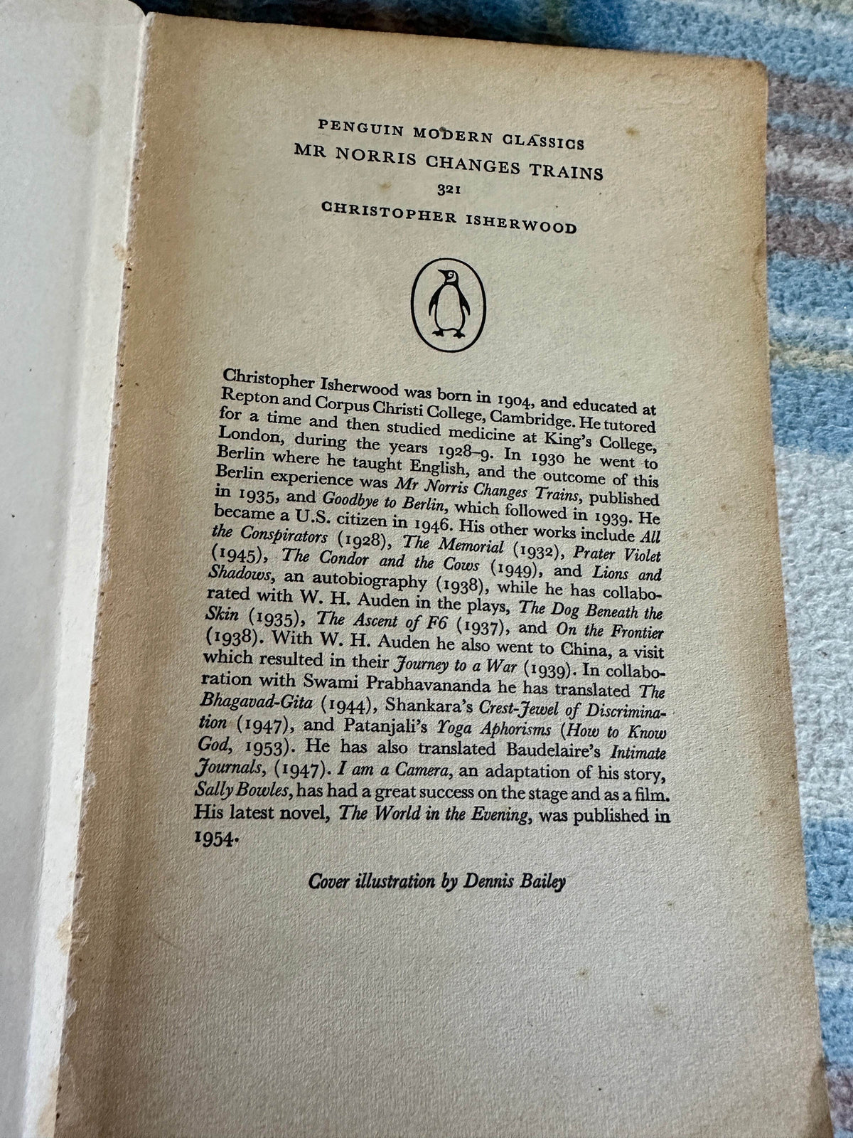 1961 Mr. Norris Changes Trains - Christopher Isherwood(Penguin) - Honeyburn Books (UK)