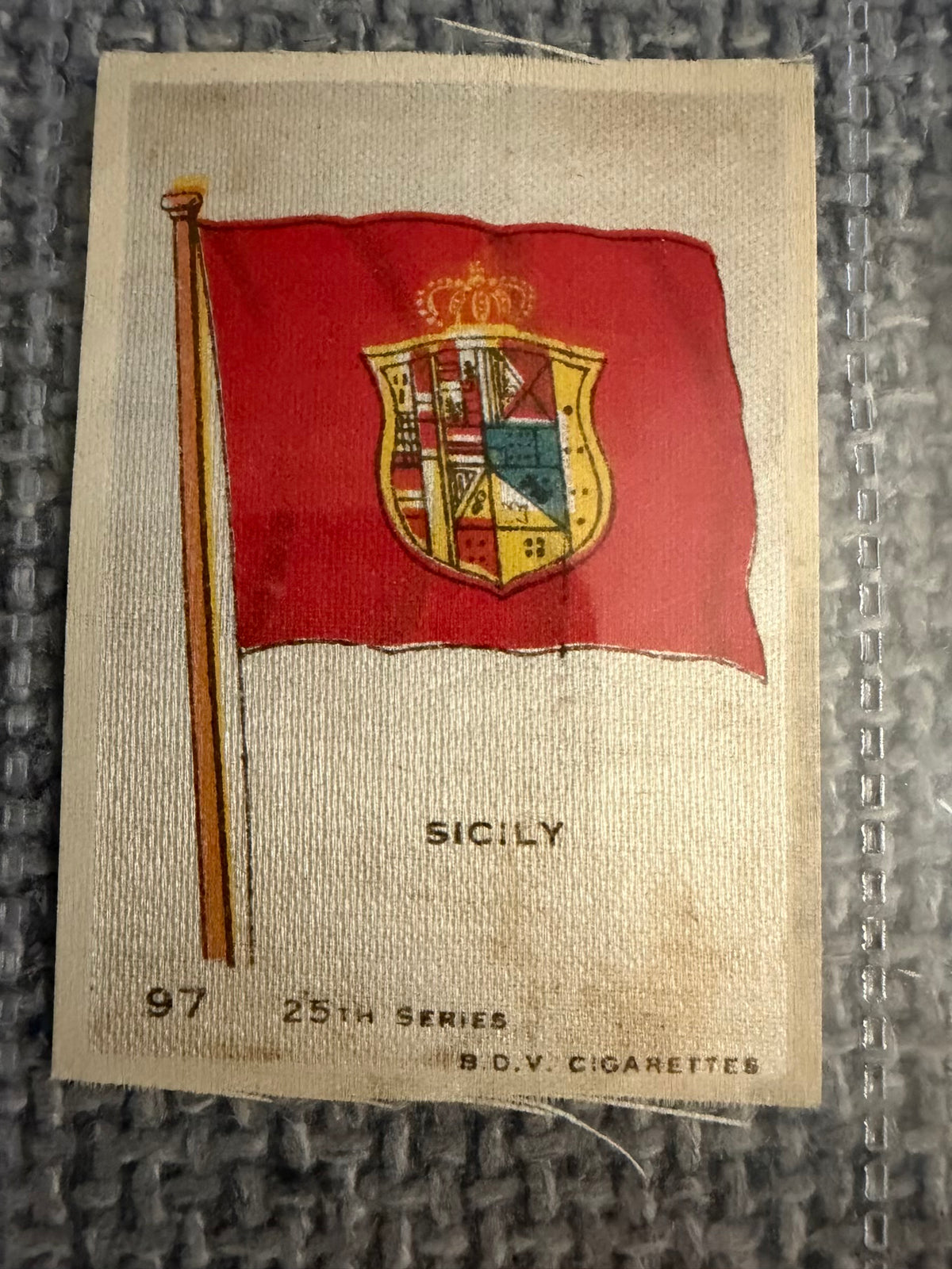 12 x Vintage B.D.V. Cigarette Silks — 25th Series — World, Royal & Regional Flags — c.1910s