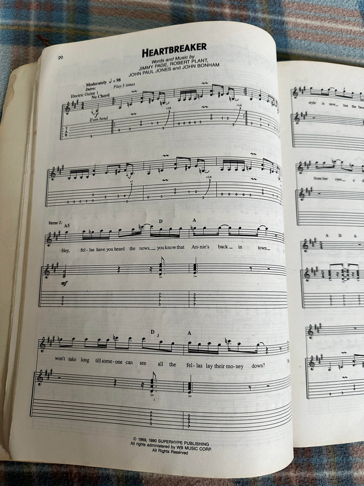 1990 LED Zeppelin II (Music Book Guitar Tab edition(Jesse Gress transcribed) Warner Bros publications - Honeyburn Books (UK)