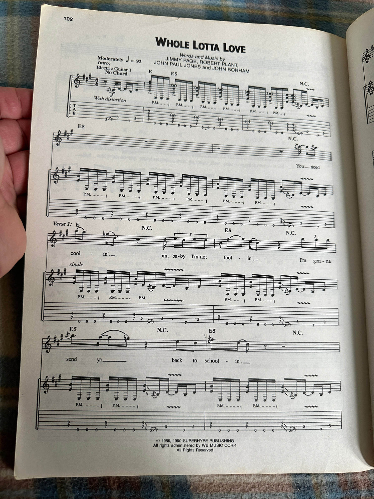 1990 LED Zeppelin II (Music Book Guitar Tab edition(Jesse Gress transcribed) Warner Bros publications - Honeyburn Books (UK)