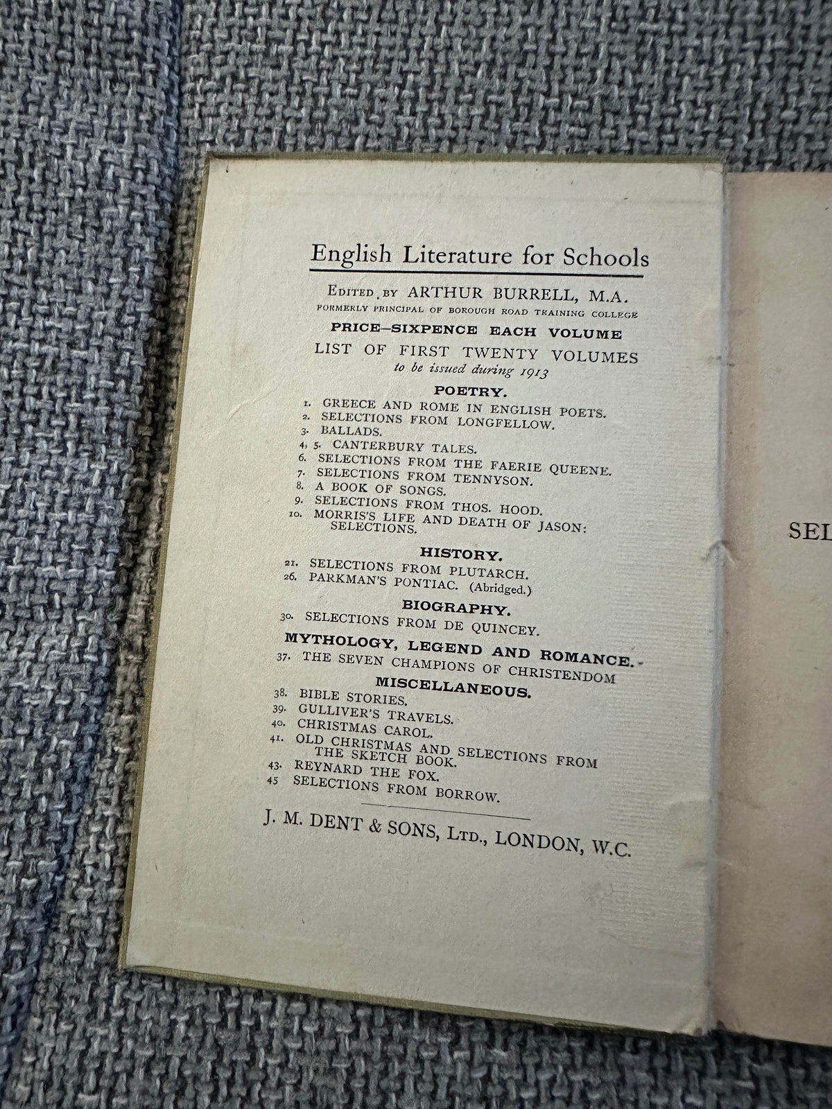 1950’s Selections From Borrow - Arthur Burrell edited (English Literature) J. M. Dent & Sons Ltd - Honeyburn Books (UK)