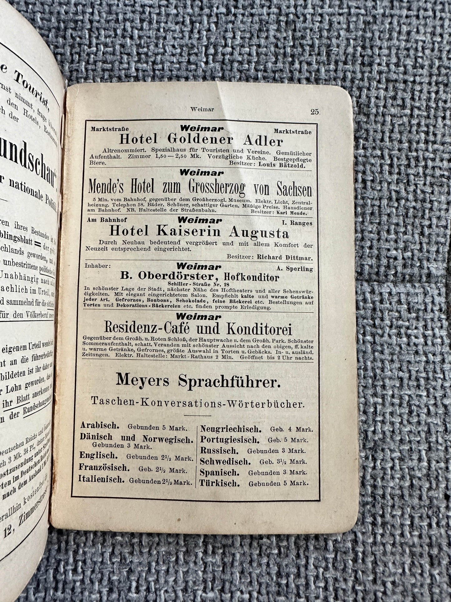 1900 Thüringen - Meyers Reisebücher (Leipzig und Wein) - Honeyburn Books (UK)