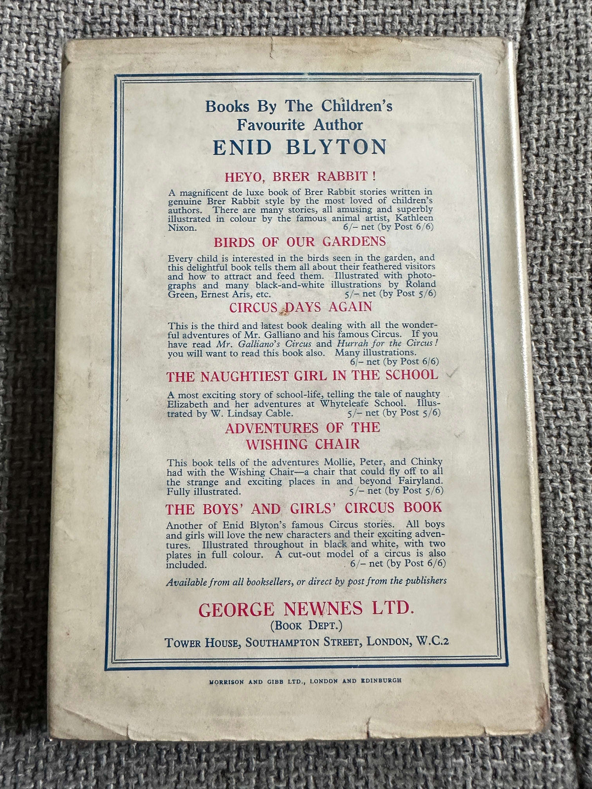 1942 Hurrah For The Circus - Enid Blyton (E.H. Davie Illust) George Newnes Ltd.