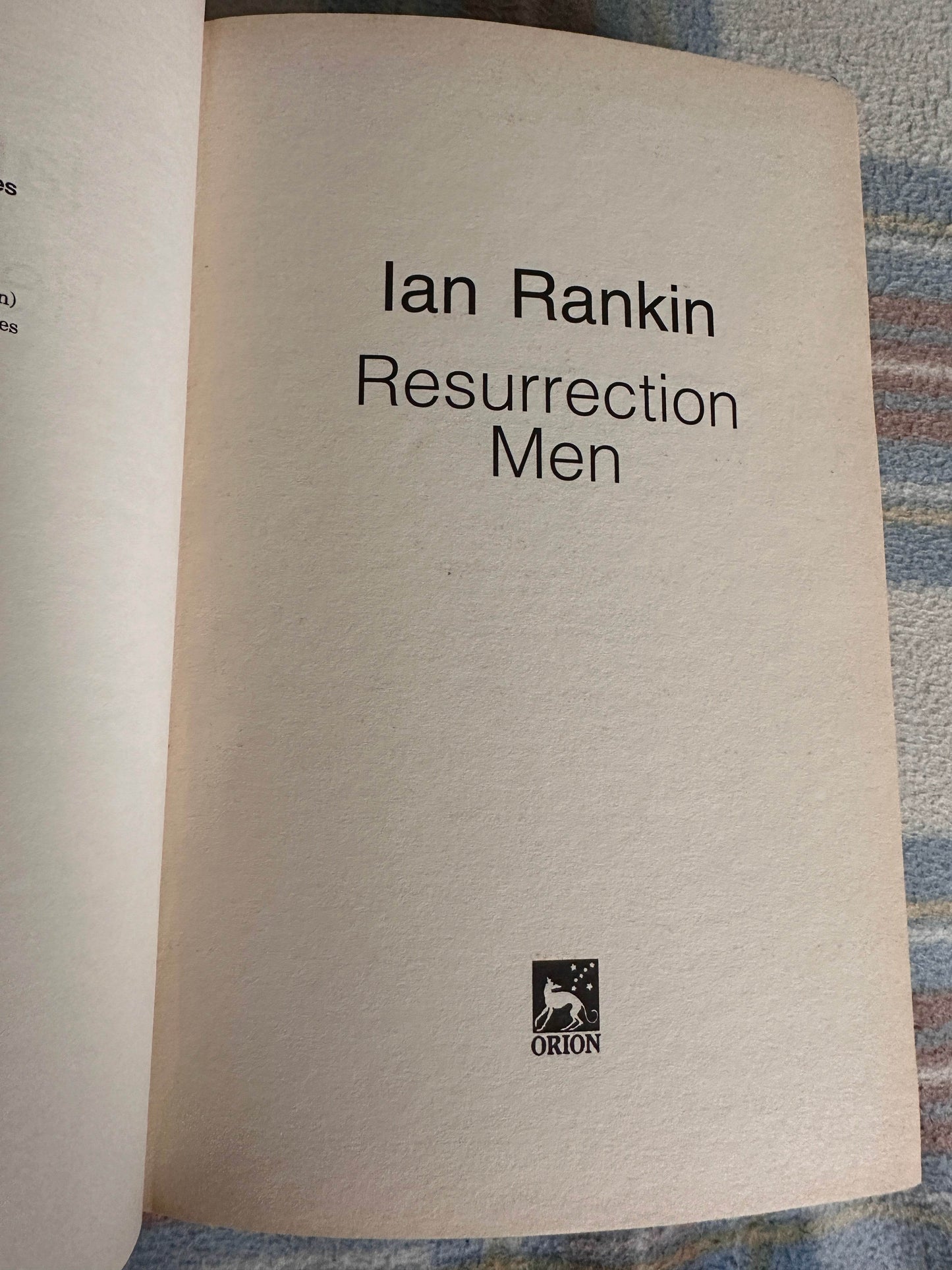 2001*1st* Resurrection Men - Ian Rankin(Orion) - Honeyburn Books (UK)