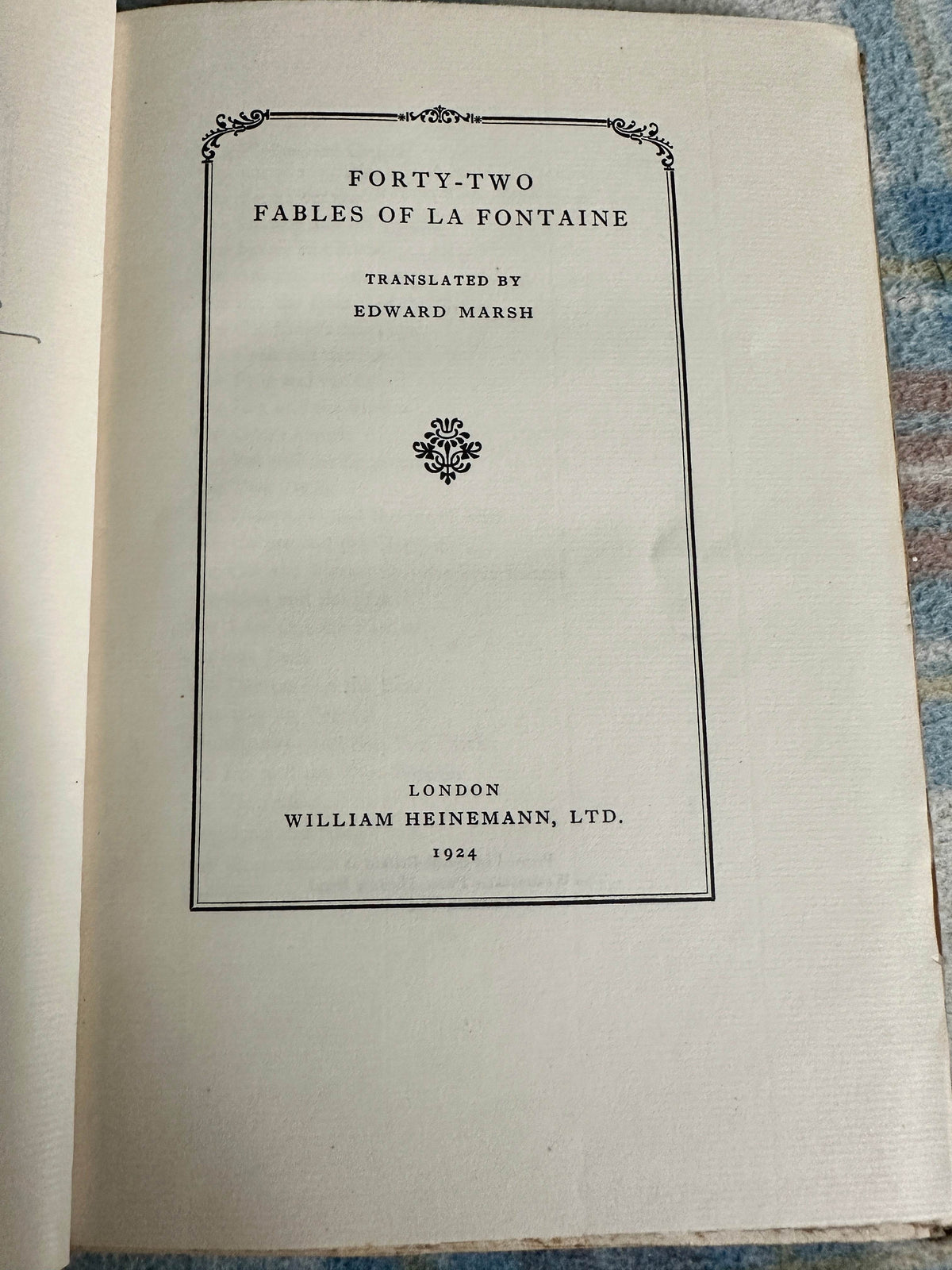 1924*SIGNED 1st* Forty Two Fables of La Fontaine - translated Edward Marsh(William Heinemann Ltd) - Honeyburn Books (UK)