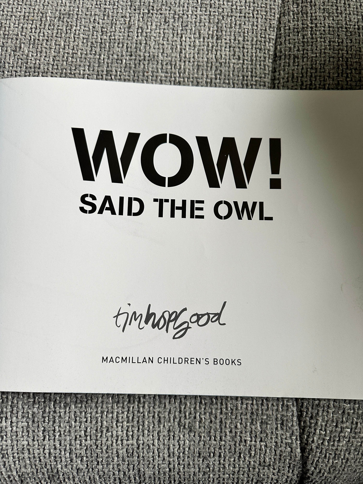 2009*1st* Wow! Said The Owl - Tim Hopgood (McMillan) - Honeyburn Books (UK)