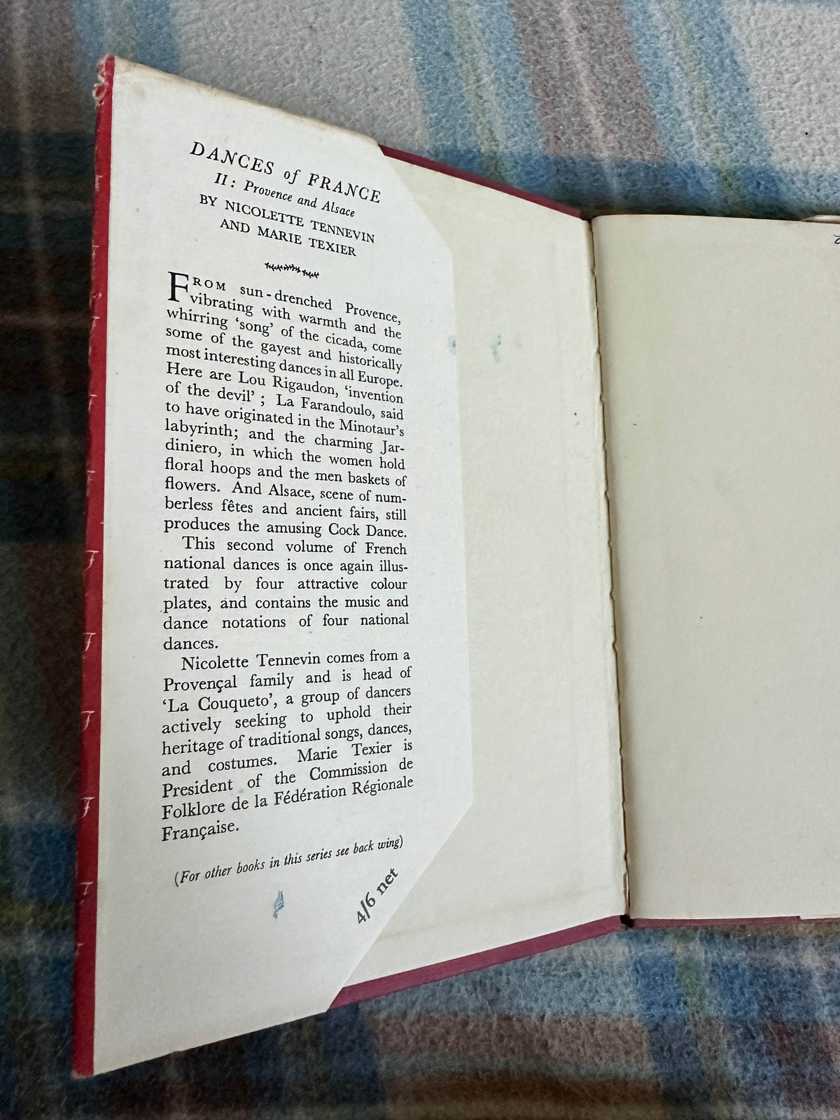 1951*1st* Dances Of France II (Provence & Alsace) Nicolette Tennevin & Marie Texier(Max Parrish & Co Ltd Publisher) - Honeyburn Books (UK)