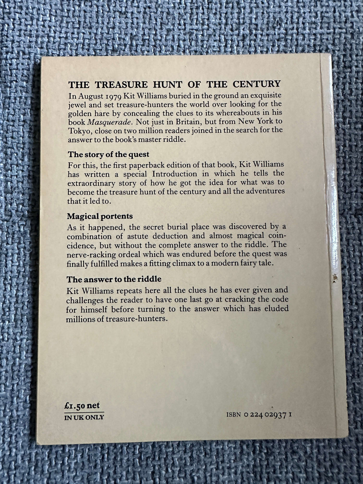 1982 Masquerade The Answer To The Riddle Book & Newspaper article - Kit Williams (Jonathan Cape)