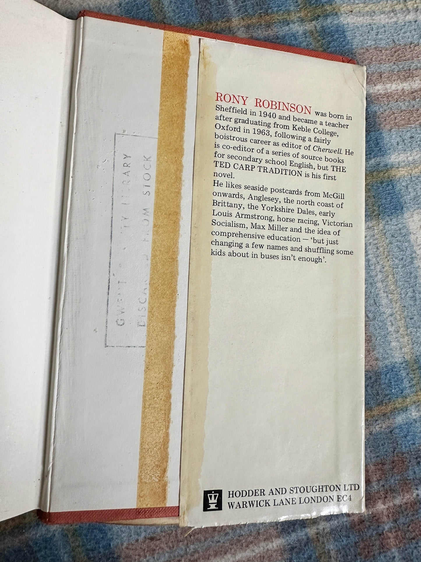 1971*1st* The Ted Carp Tradition - Rony Robinson(Hodder & Stoughton) - Honeyburn Books (UK)