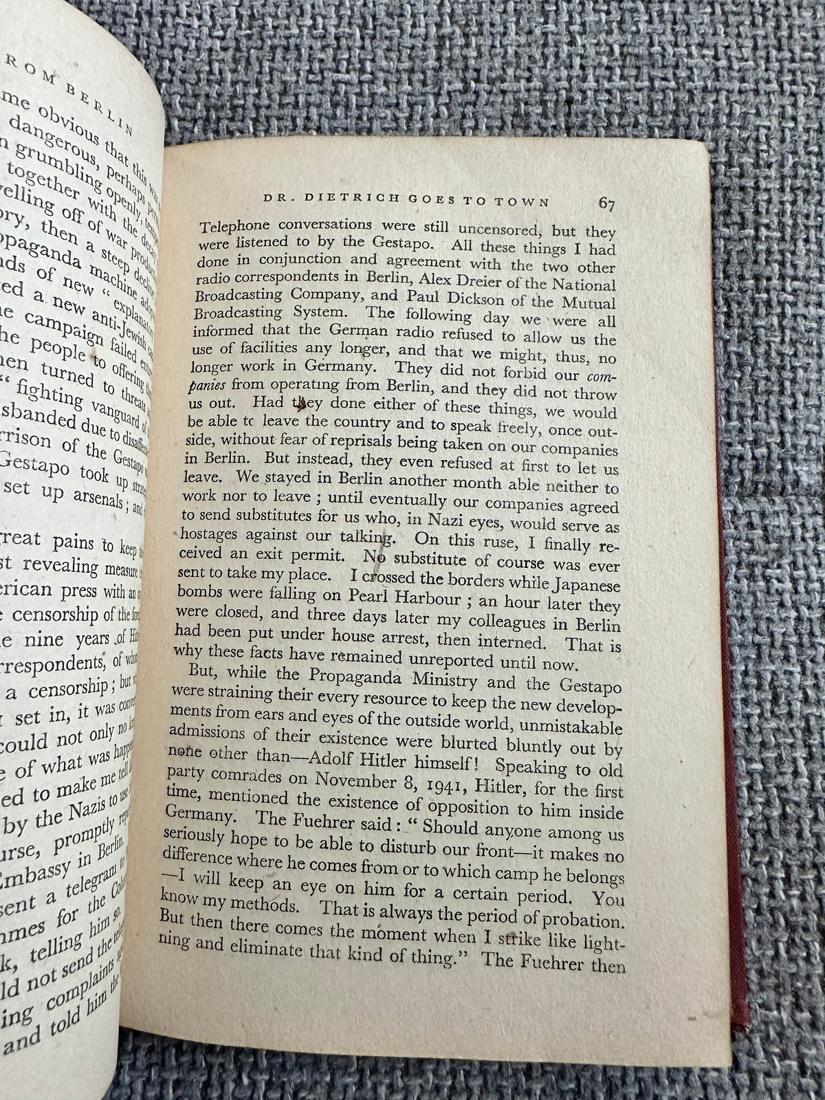 1943*1st* Last Train From Berlin - Howard K. Smith (The Book Club) - Honeyburn Books (UK)
