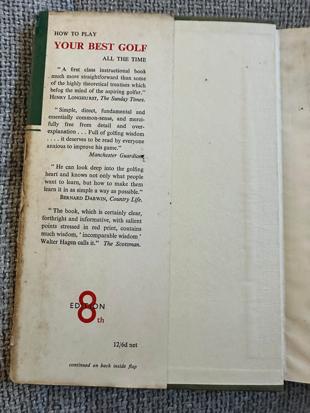 1958 How To Play Your Best Golf All The Time - Tommy Armour (Illustration Lealand Gustavson) Hodder & Stoughton - Honeyburn Books (UK)