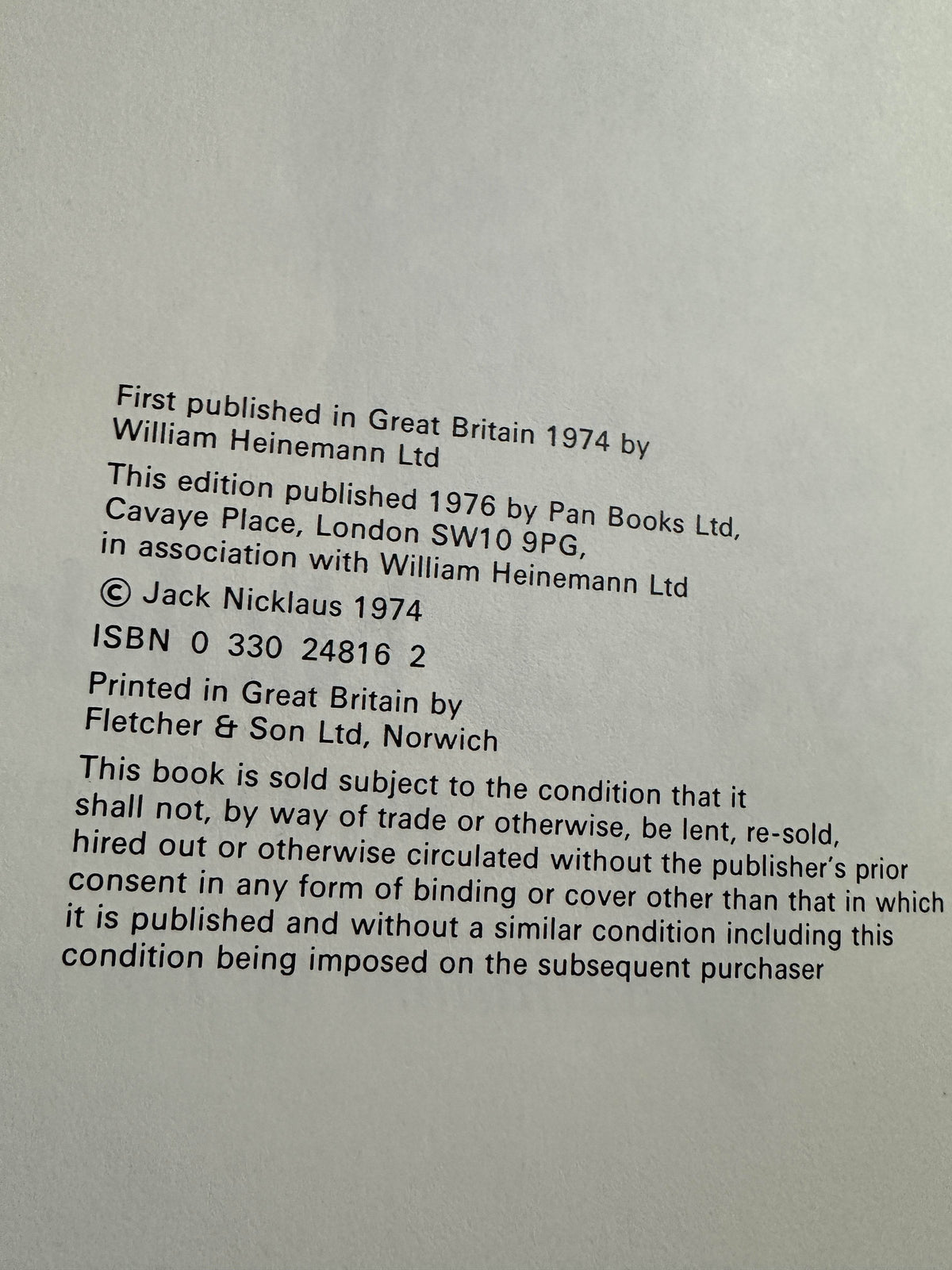 1976 Golf My Way - Jack Nicklaus (Jim McQueen Illust) Pan Books - Honeyburn Books (UK)