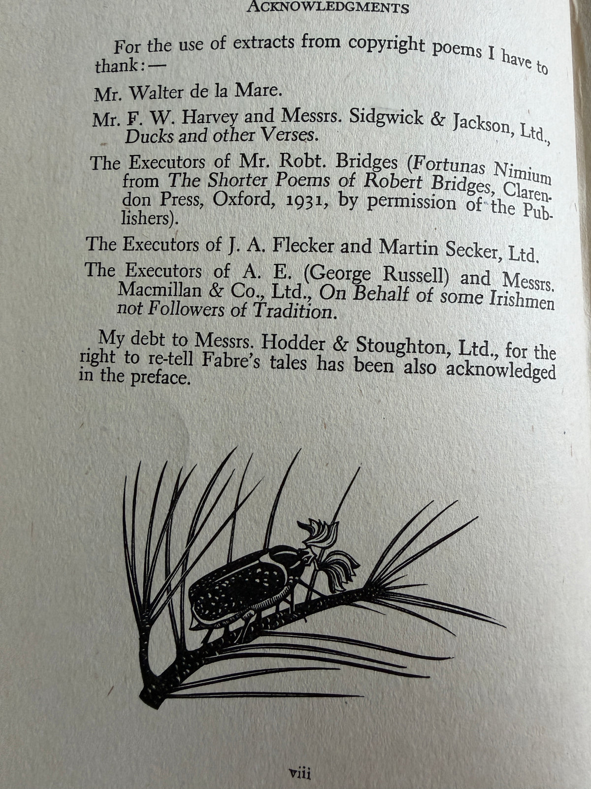 1946 The Insect Man (Jean Henri Fabre) Eleanor Doorly (Robert Gibbings woodcuts) William Heinemann Ltd. - Honeyburn Books (UK)