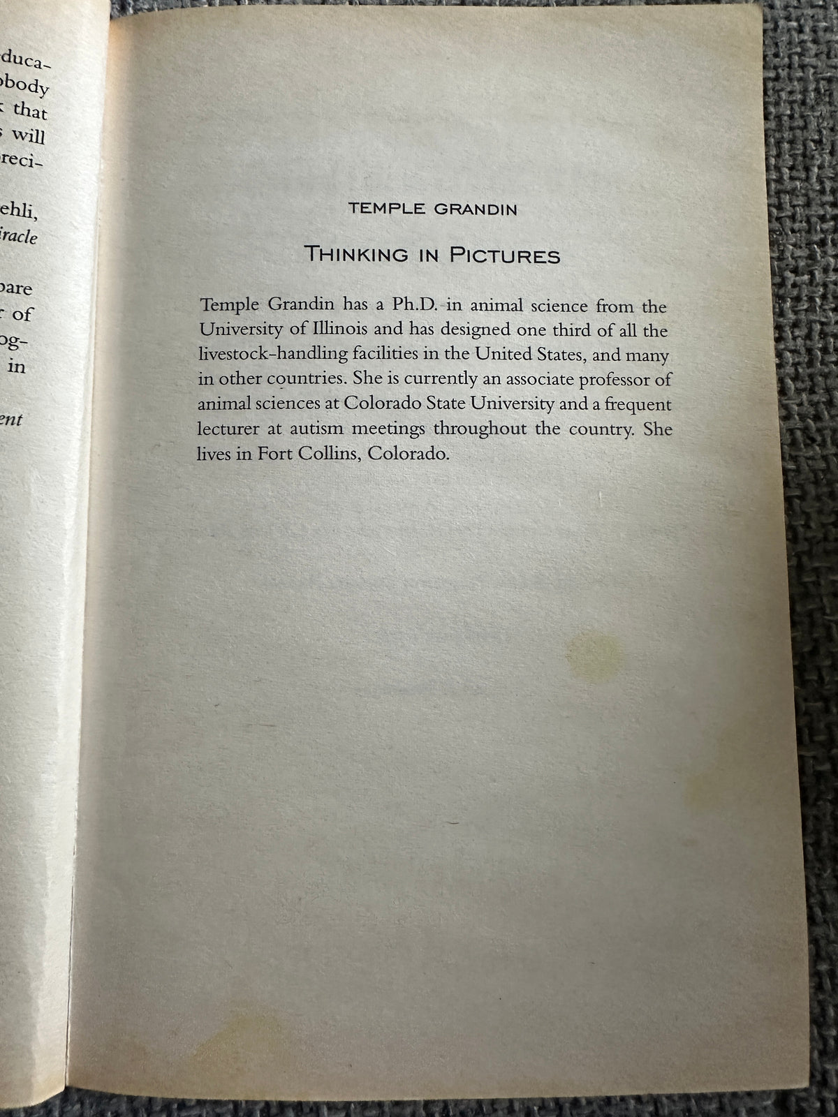 2006 Thinking In Pictures (Autism)- Temple Grandin (Bloomsbury) - Honeyburn Books (UK)
