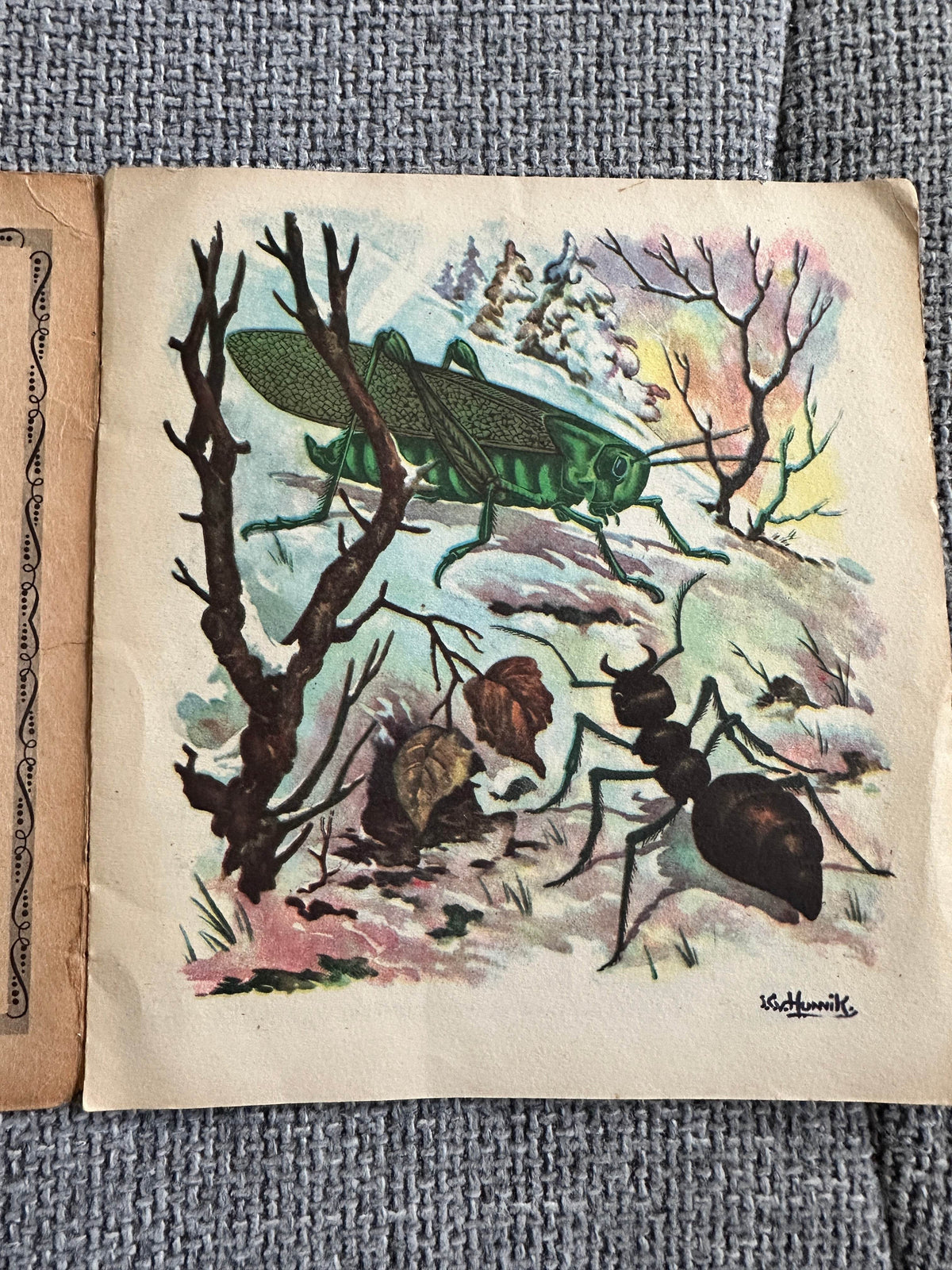 1960’s The Cricket & The Ant - La Fontaine (Hunnik Illust) Brown & Watson Ltd. - Honeyburn Books (UK)