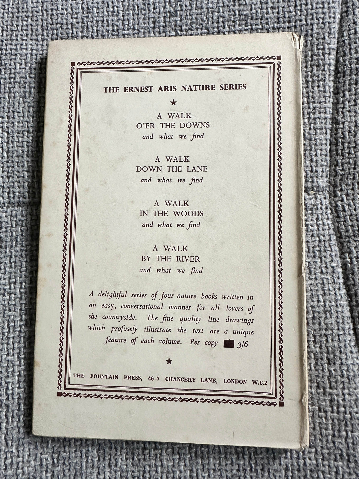 1948*1st* The Ernest Aris Nature Series: A Walk O’er The Downs (The Fountain Press) - Honeyburn Books (UK)