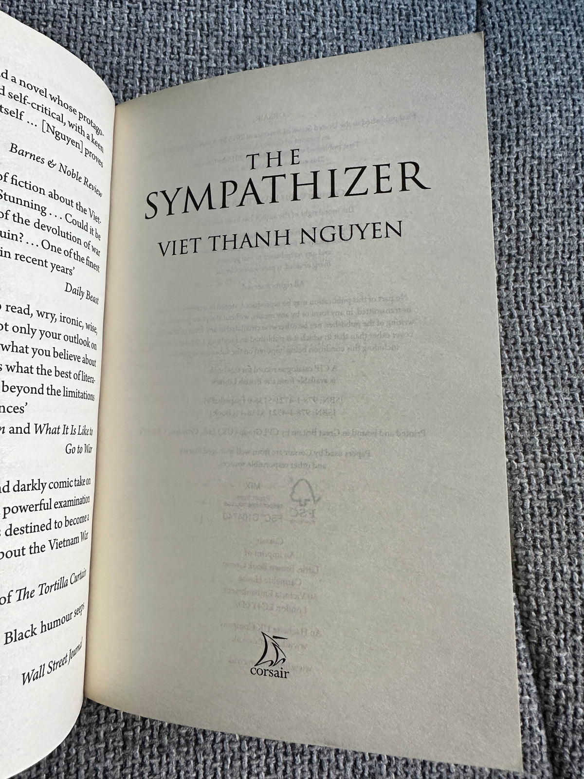 2016 The Sympathizer - Viet Thanh Nguyen (Corsair Publisher) - Honeyburn Books (UK)