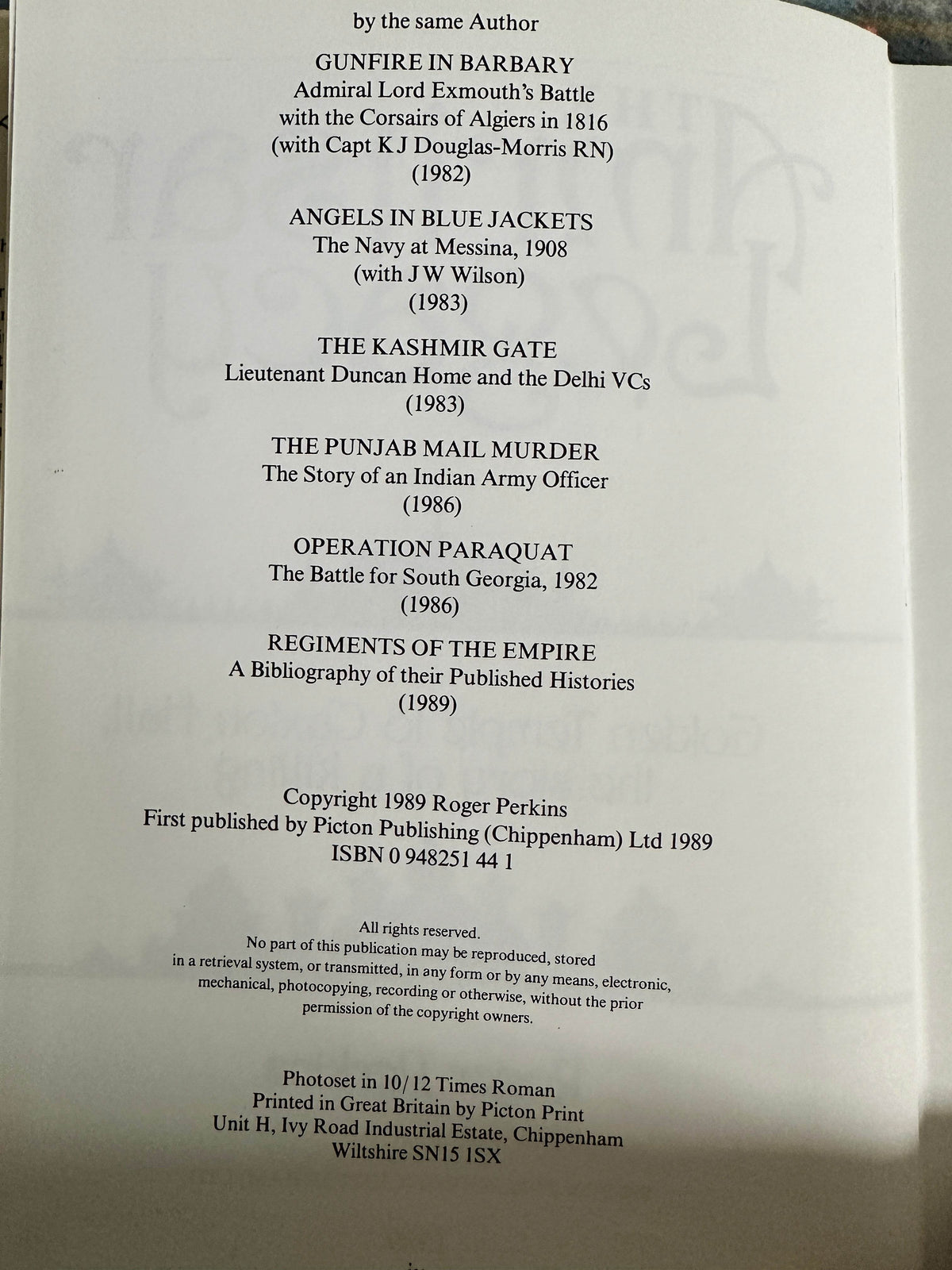 1989*1st* The Amritsar Legacy - Roger Perkins(Picton Publishing(Chippenham)Ltd - Honeyburn Books (UK)