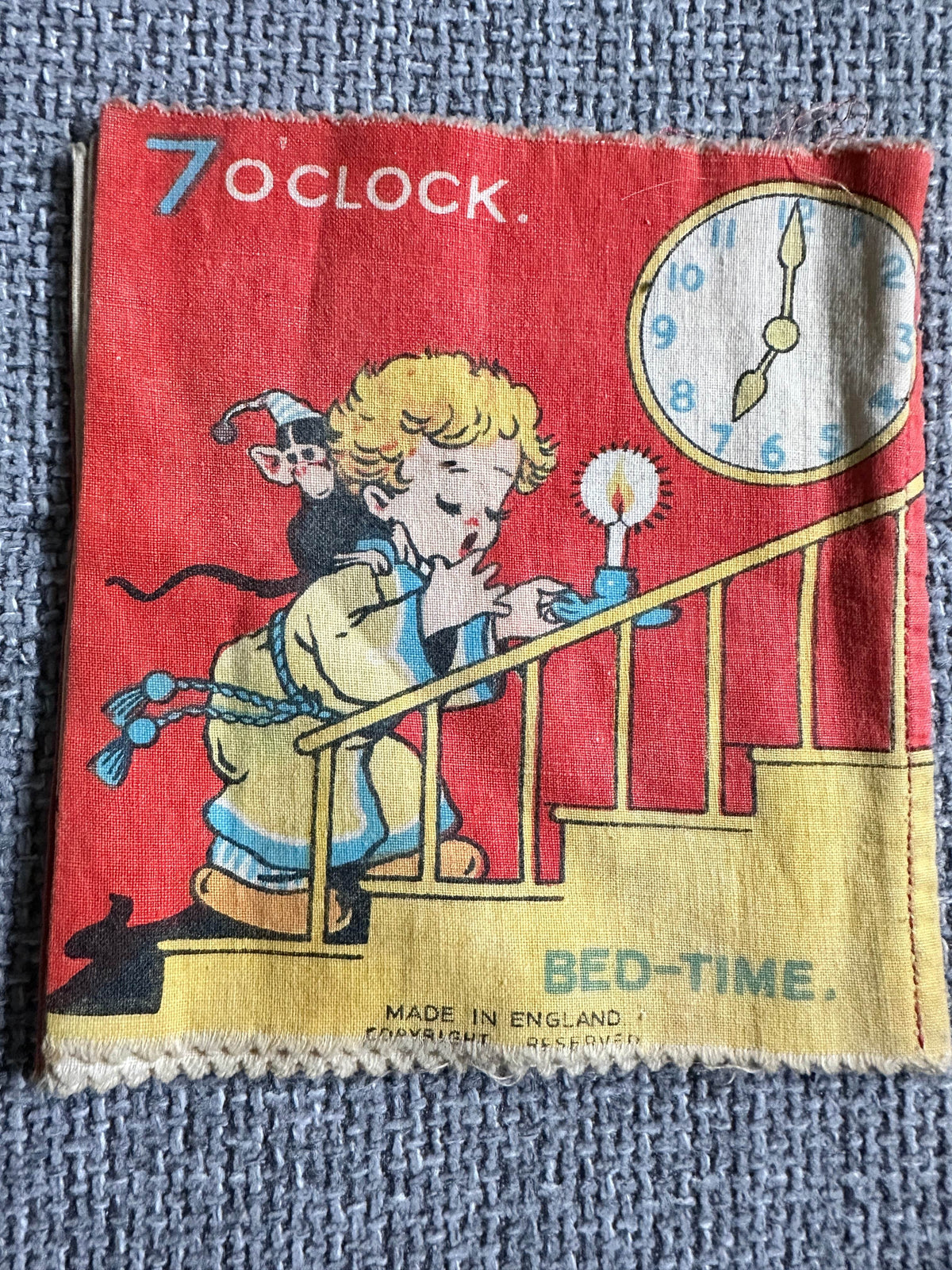 1940’s Toddles Tells The Time (Rag Book) Iris Watson (Toddles Press Production) - Honeyburn Books (UK)