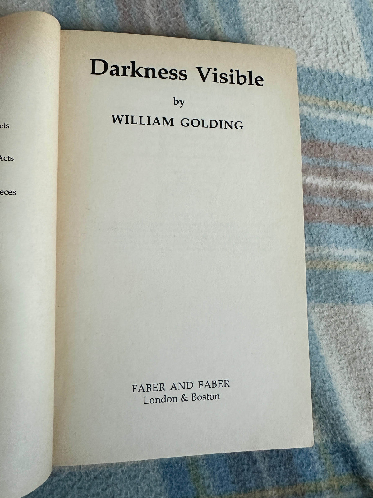 1981 Darkness Visible - William Golding(Faber & Faber) - Honeyburn Books (UK)