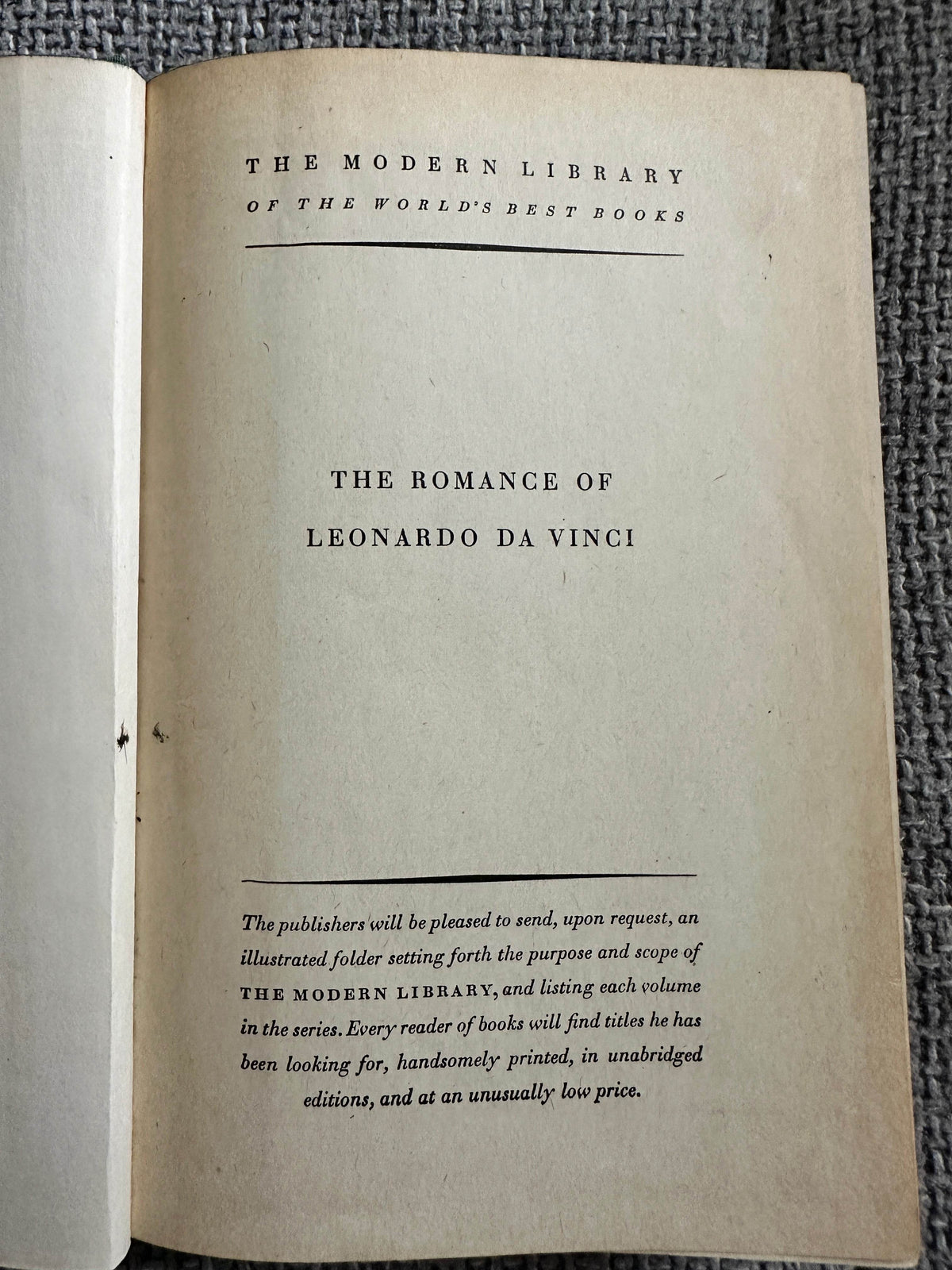 1928*1st* The Romance Of Leonardo Da Vinci - Dmitri Merejkowski (Translated by Bernard Guilbert Guerney (The Modern Library, New York) - Honeyburn Books (UK)
