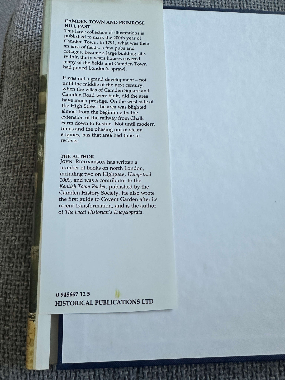 1991 Camden Town & Primrose Hill Past - John Richardson (Historical Publications)