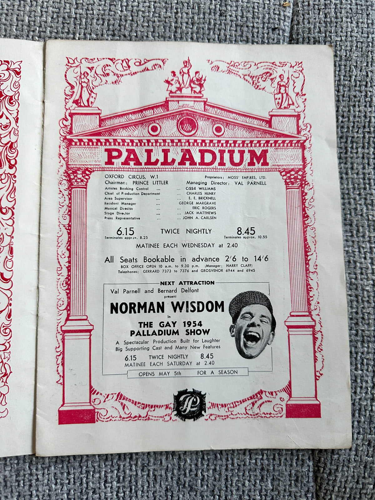 1954 London Palladium Programme - Honeyburn Books (UK)