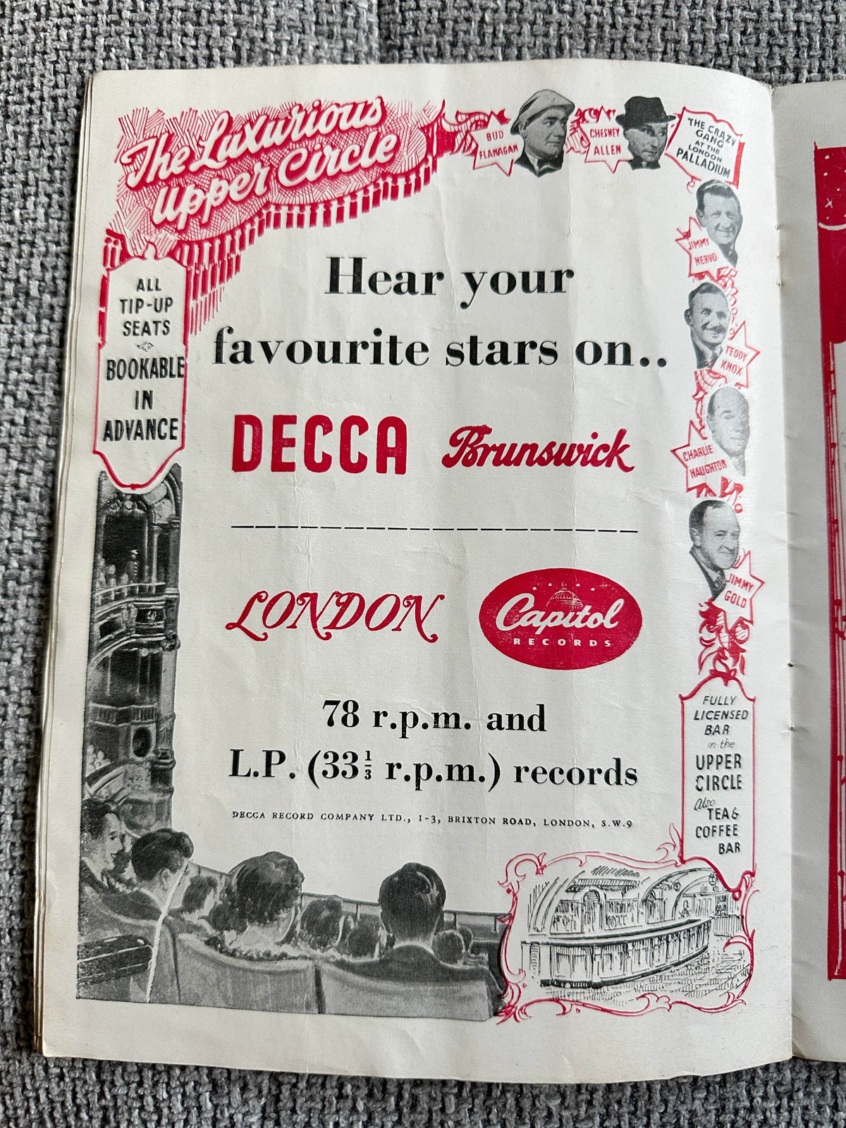 1954 London Palladium Programme - Honeyburn Books (UK)