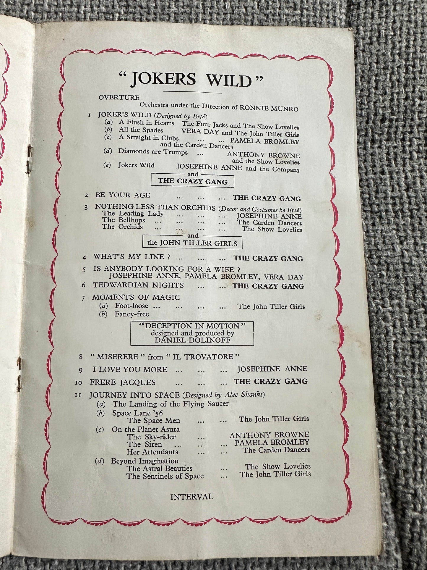 1954 Jokers Wild - The Crazy Gang Programme Victoria Palace - Honeyburn Books (UK)